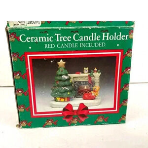 VTG Ceramic Tree Candle Holder Christmas Chimney 4.5" Tall